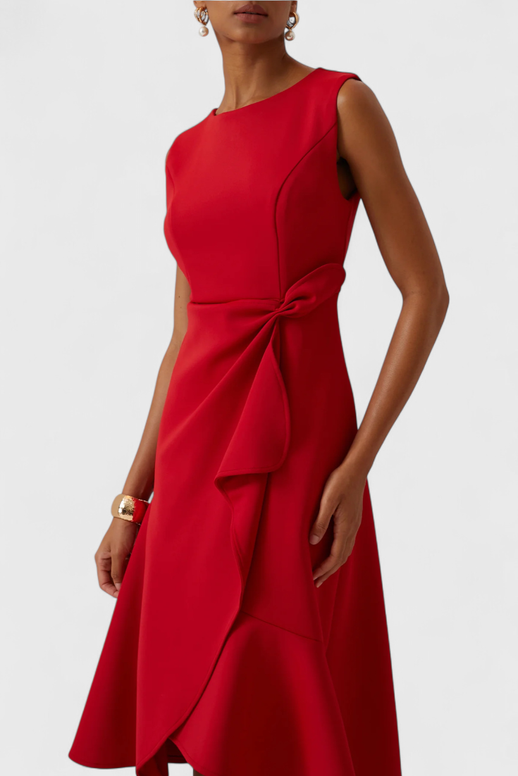 Claudia Abito Midi Asimmetrico con Eleganti Pieghe
