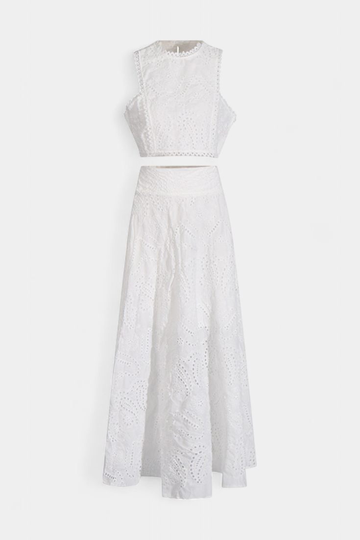 Danitza Set Romantico con Pizzo e Design Floreale Forato