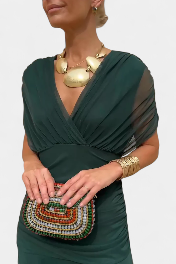 Alondra Vestito Lungo con Fantasia Floreale e Décolleté