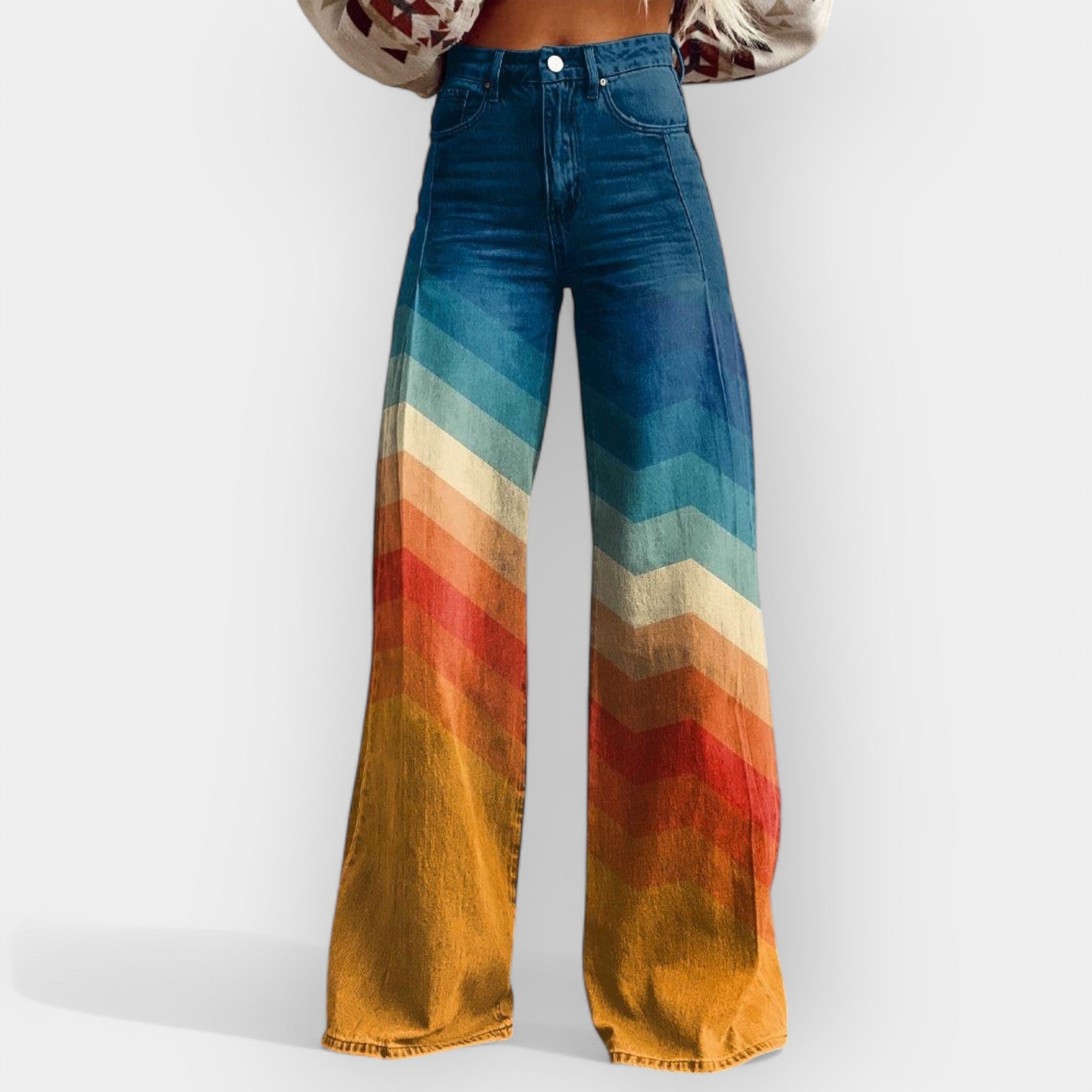 Pantaloni Flare a Vita Alta
