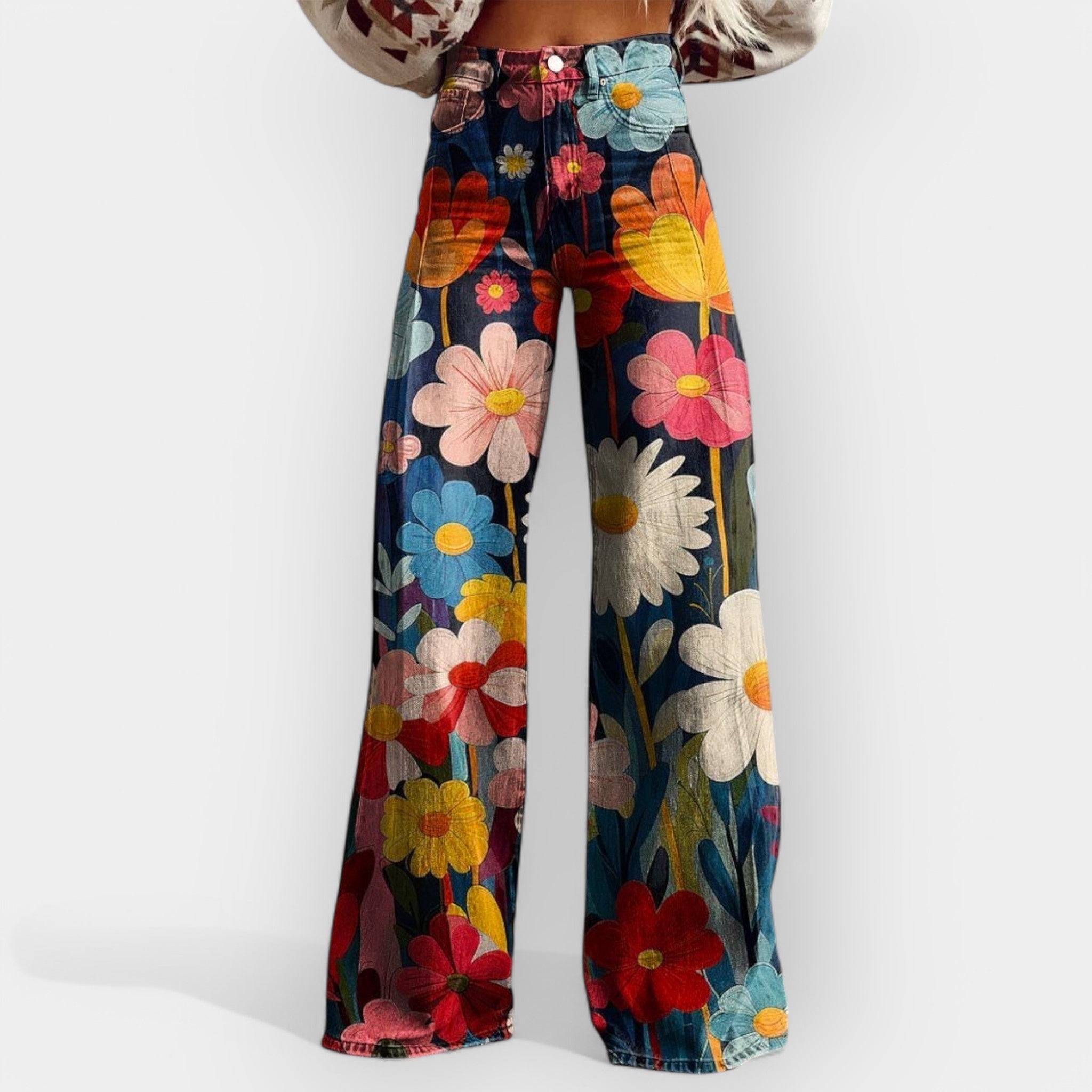 Pantaloni Floreali con Gamba Ampia