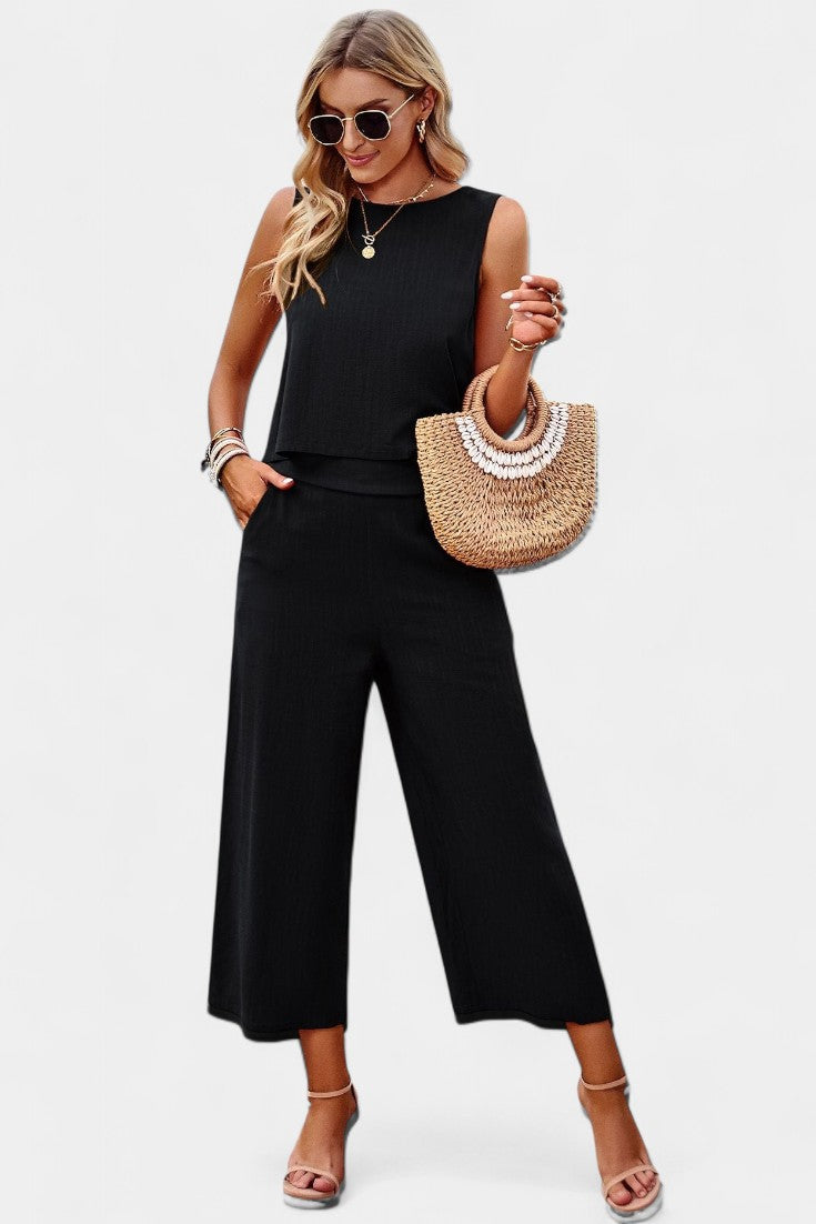 Lavinia Boho Set con Top Leggero e Shorts in Lino e Cotone